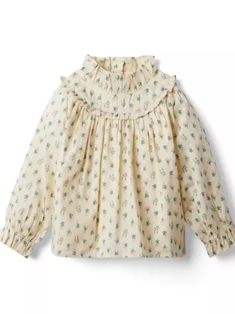 Janie and Jack Cream Floral Ruffle Yoke Blouse